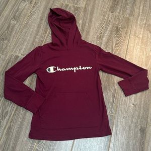 Boys maroon champion size small longsleeve hoodie tee EUC